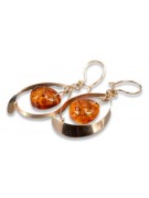 Russian Soviet silver rose gold plated 925 Amber earrings veab009