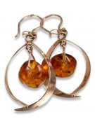 Boucles d’oreilles argentées soviétiques plaquées or rose 925 Amber veab009