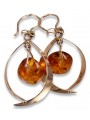 Boucles d’oreilles argentées soviétiques plaquées or rose 925 Amber veab009