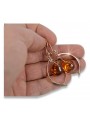 Russian Soviet silver rose gold plated 925 Amber earrings veab009