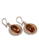 Boucles d’oreilles argentées soviétiques plaquées or rose 925 Amber veab011