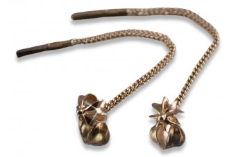 Boucles d'oreilles suspendues en Or rose 14 carats vintage d'origine, Pas de pierres ven012 ven012