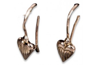 Оригинальные винтажные серьги-сердца из розового золота 14k 585 без камней ven090 ven090