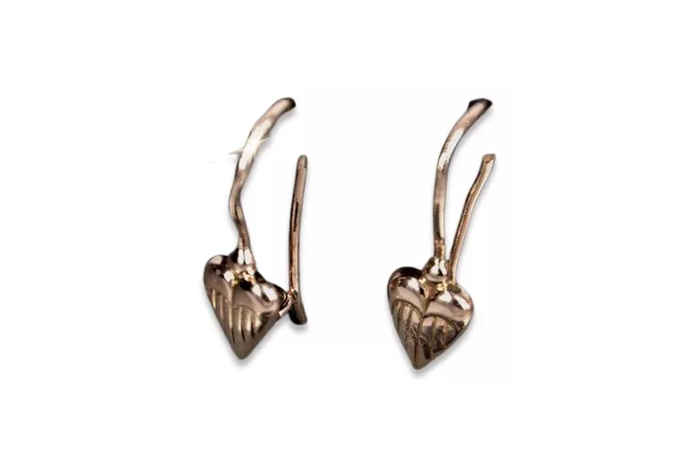 Boucles d'oreilles coeur vintage en or rose 14 carats 585 sans pierres ven090 ven090