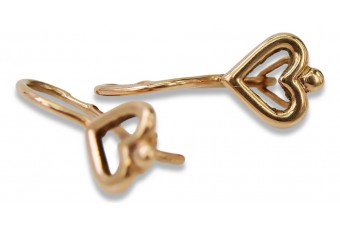 "No Stones 14K Rose Gold Vintage Heart Earrings" ven102 ven102