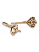 "No Stones 14K Rose Gold Vintage Heart Earrings" ven102 ven102