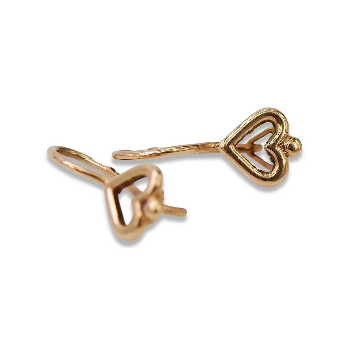 "No Stones 14K Rose Gold Vintage Heart Earrings" ven102 ven102