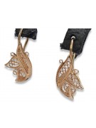 "Classic No Stones 14K Rose Gold Vintage Leaf Earrings" ven104 ven104