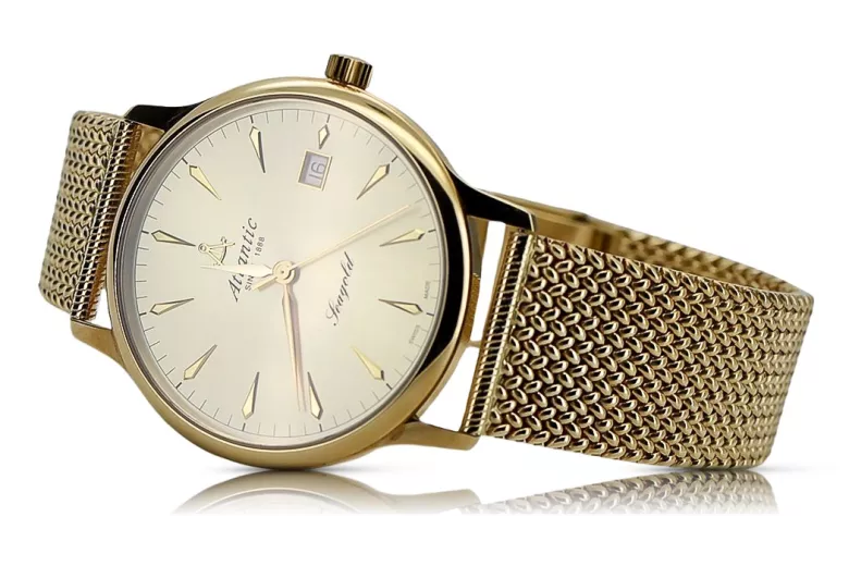 Reloj de pulsera dorado de 14k para hombre en Atlántico mw003y&mbw014y