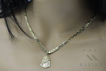 Lanț Elegant cu Pandantiv Iisus din Aur Galben 14k pj004y20&cc031y55