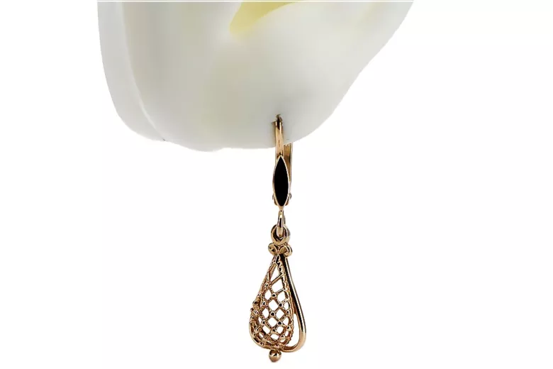 "Elegant No Stones Vintage 14K Rose Gold Leaf Earrings" ven151 ven151