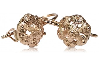 "Originales Vintage-Roségold 14k 585 Gold Blatt Ohrringe Keine Steine" ven207 ven207