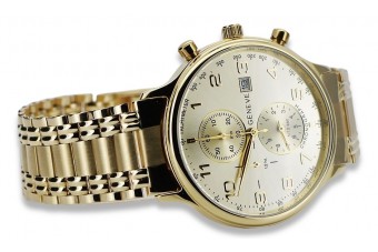 Montre-bracelet en or jaune 14 carats pour hommes Genève mw005ydy&mbw012yo