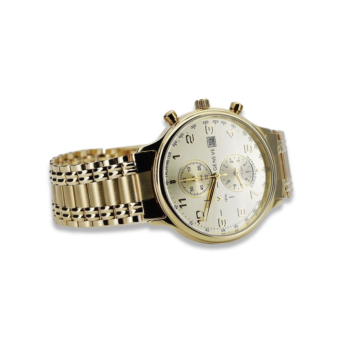 Gold men's watch Geneve ★ zlotychlopak.pl ★ Gold purity 585 333 Low Price!