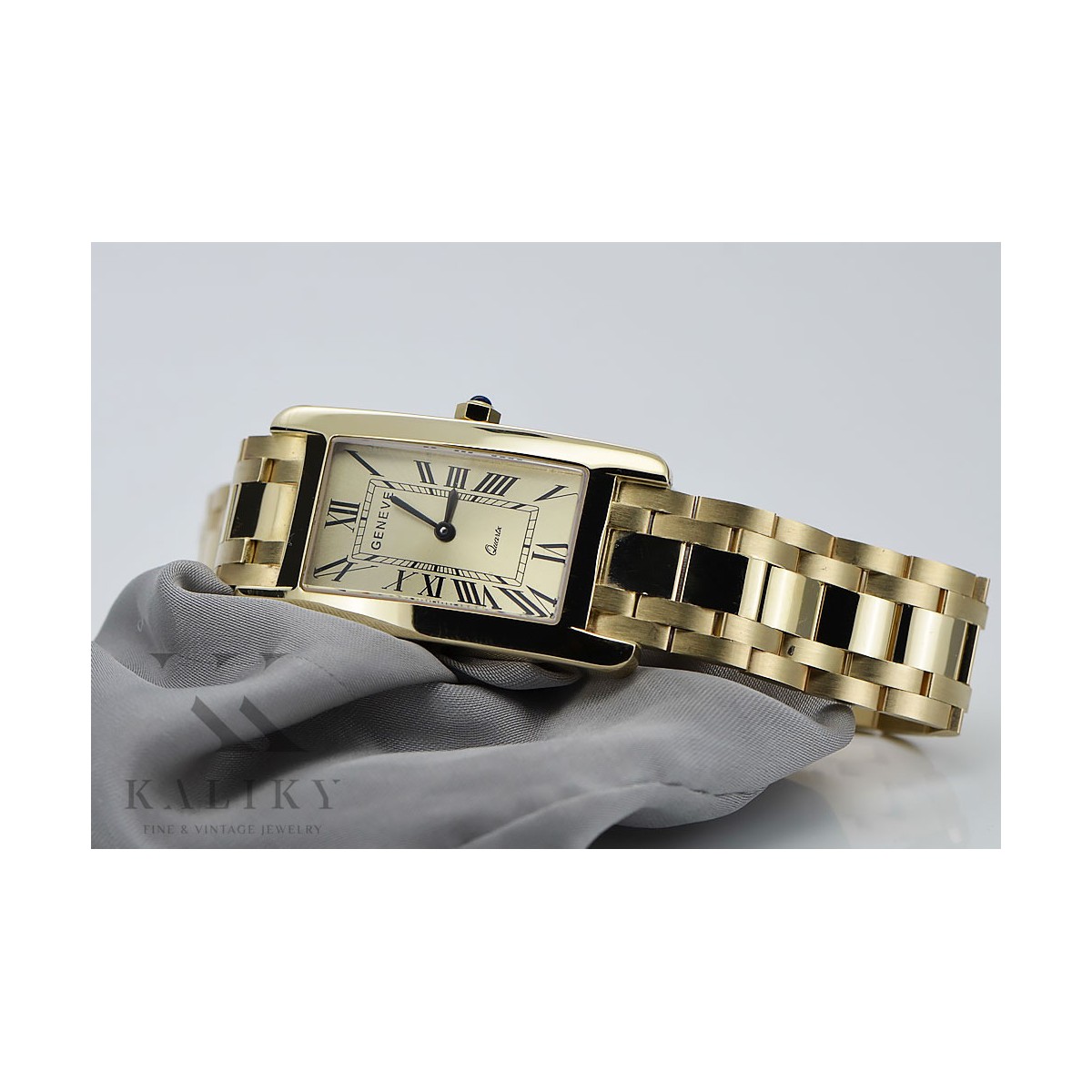 14k żółte złoto męski zegarek Geneve mw089y