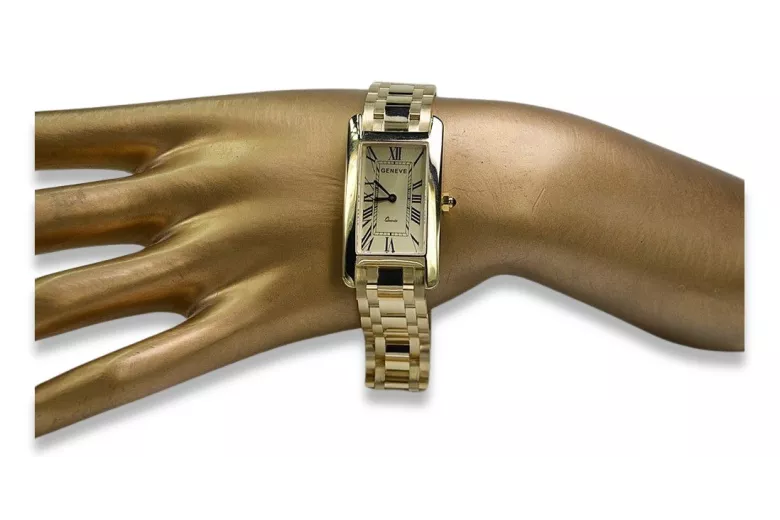 14k żółte złoto męski zegarek Geneve mw089y