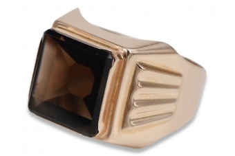 Russian rose Soviet Vintage Antique gold jewelry man's Onyx ring signet jewelry