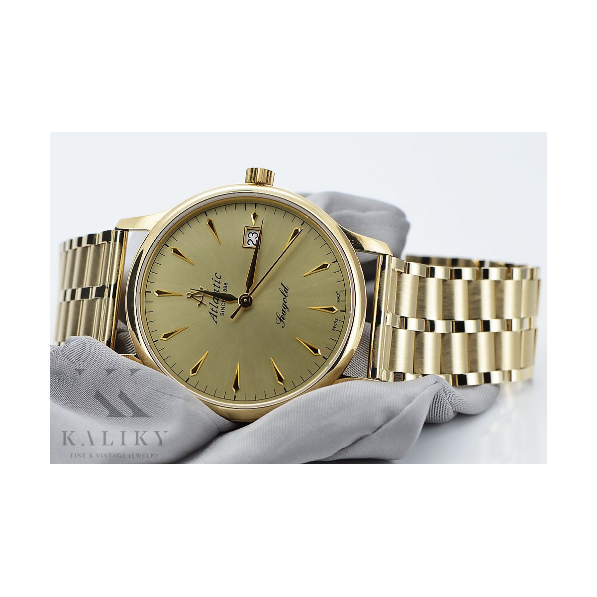 Montre-bracelet hommes en or jaune 14 carats de l'Atlantique mw003y&mbw007y