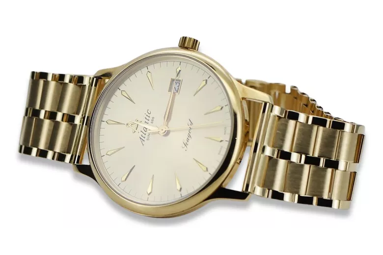 Reloj de pulsera Atlántico de oro amarillo 14k para hombre mw003y&mbw007y