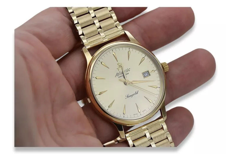 Gelbes 14k Gold Herrenuhr Atlantik Armbanduhr mw003y&mbw007y