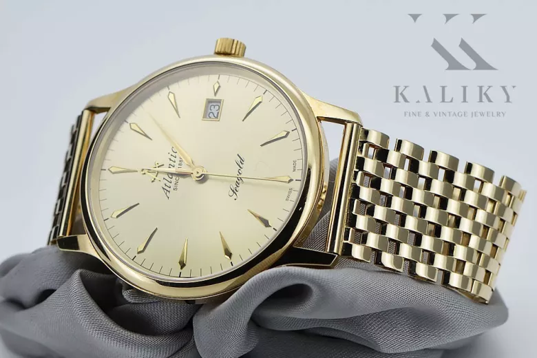 Gold men's watch Geneve ★ zlotychlopak.pl ★ Gold purity 585 333 Low Price!