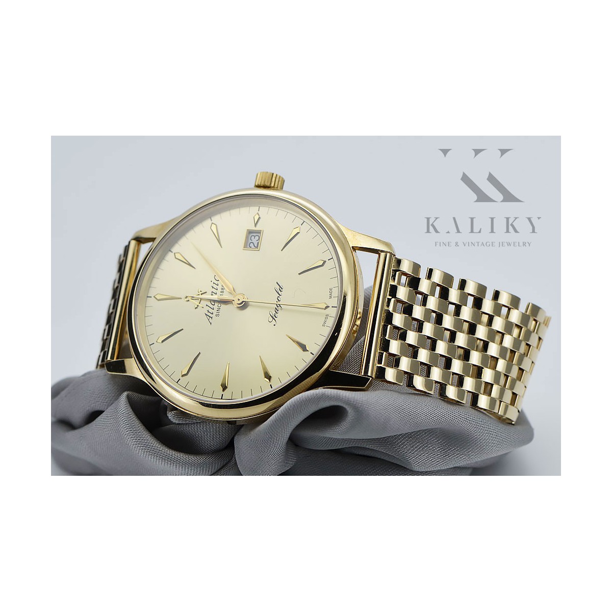 Reloj de pulsera Atlántico en oro amarillo de 14k para hombre mw003y&mbw008y