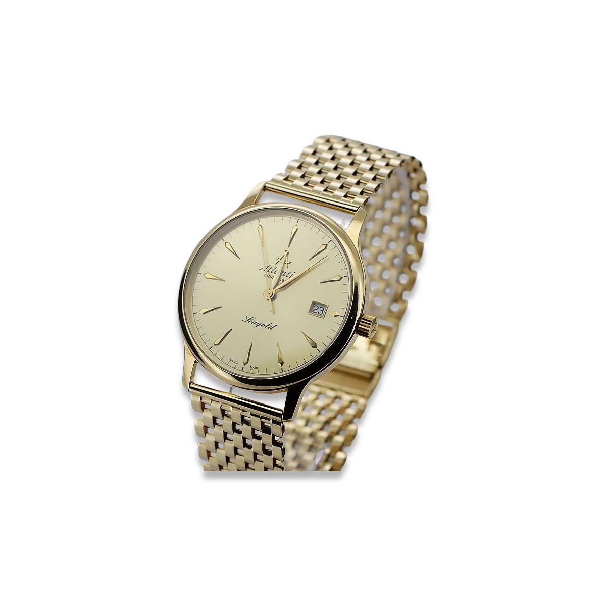 Reloj de pulsera Atlántico en oro amarillo de 14k para hombre mw003y&mbw008y