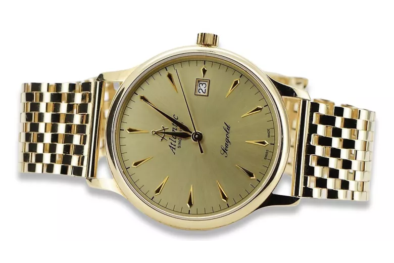 Gold men's watch Geneve ★ zlotychlopak.pl ★ Gold purity 585 333 Low Price!