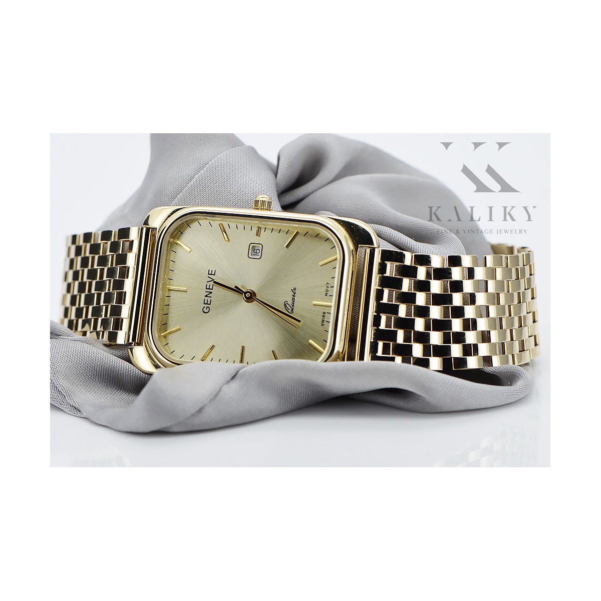 Gold men's watch Geneve ★ zlotychlopak.pl ★ Gold purity 585 333 Low Price!