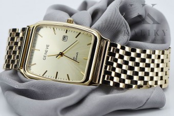 Златен мъжки часовник Geneve от 14k 585 жълто злато mw002y&mbw005y