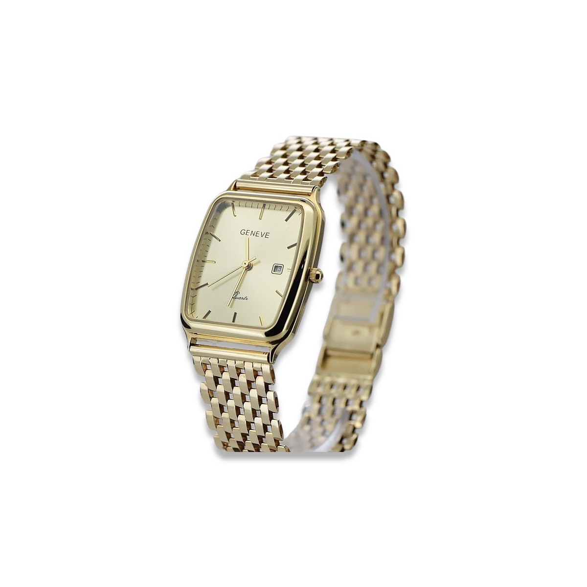 Gold men's watch Geneve ★ zlotychlopak.pl ★ Gold purity 585 333 Low Price!