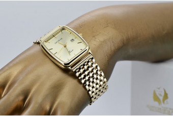 Златен мъжки часовник Geneve от 14k 585 жълто злато mw002y&mbw005y