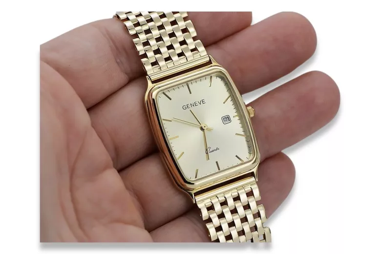 Goldene 14k 585 Herrenuhr Geneve mw002y&mbw005y