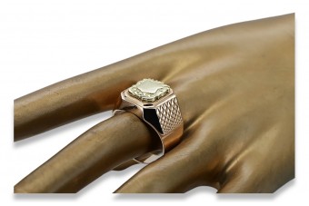 Anillo de sello para hombre en oro rosa antiguo de 14k, sin piedras vsn004