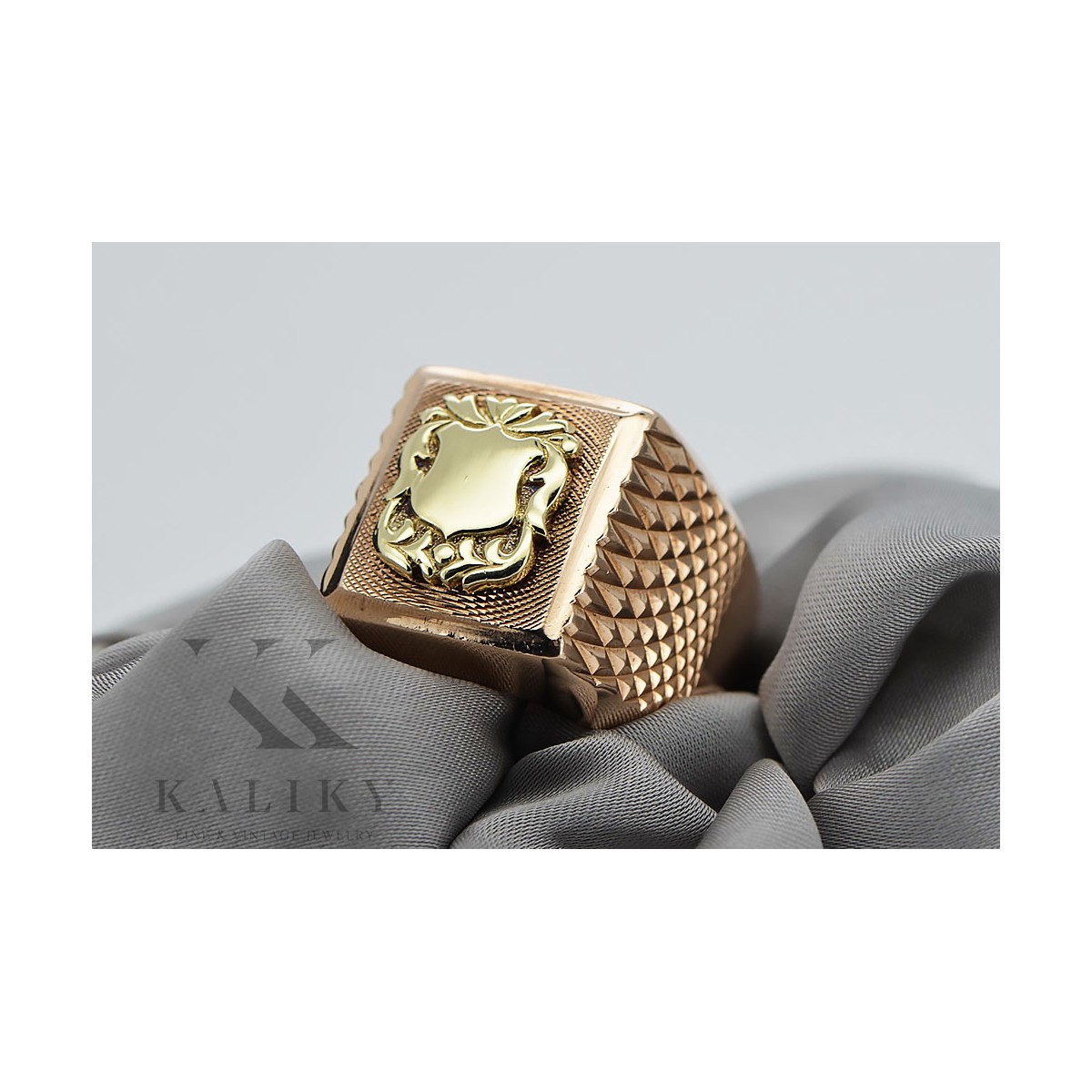 Rosa rusa soviética Vintage joyería de oro antigua anillo de hombre joyería de sello