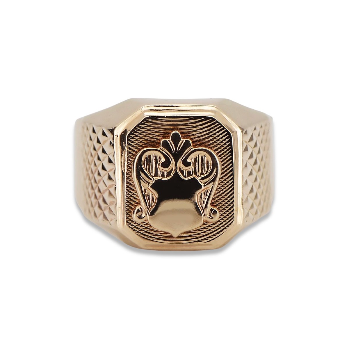 Russian rose Soviet gold jewelry man's ring signet