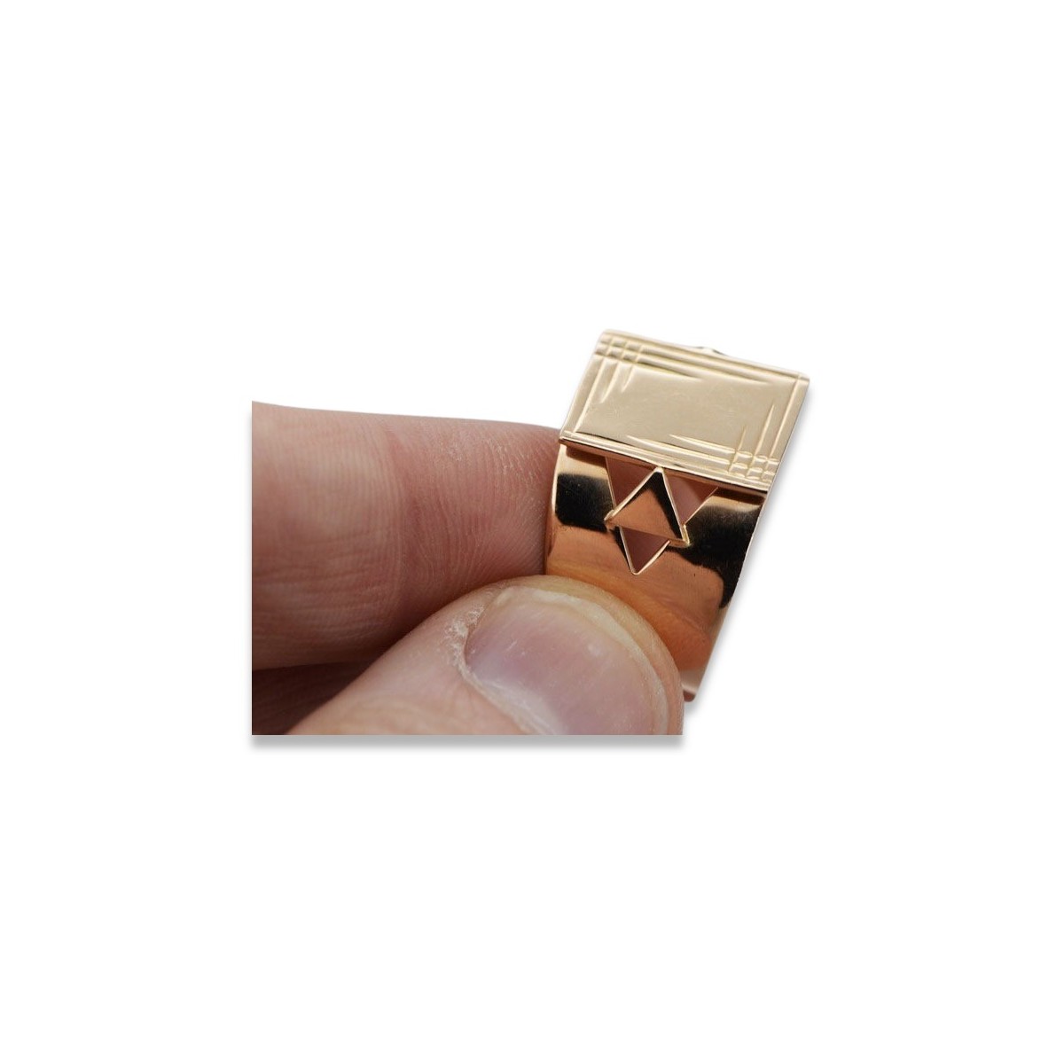 Anillo de sello de hombre en oro rosa antiguo de 14k - Sin piedras vsn042