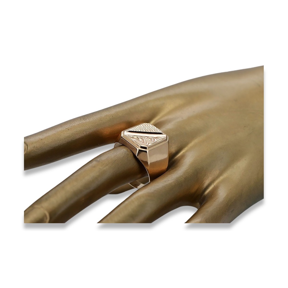 Russian rose Soviet gold jewelry man's ring signet