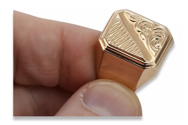 Russian rose Soviet gold jewelry man's ring signet