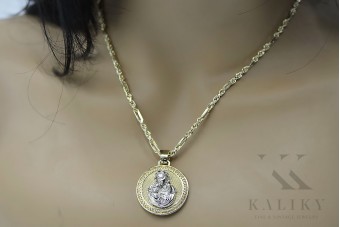 "14K Gelb- & Weißgold Maria Medaillon Hart Icon Anhänger" pm027yw pm027yw
