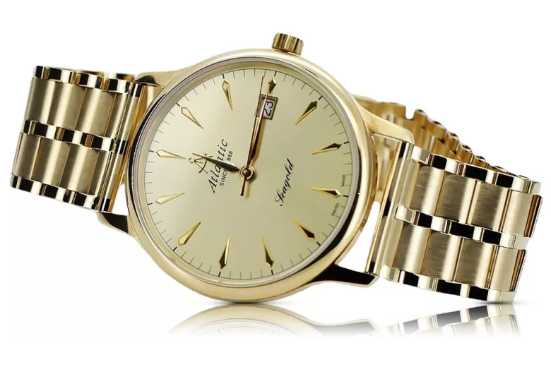 Reloj de pulsera Atlántico de oro amarillo 14k para hombre mw003y&mbw007y