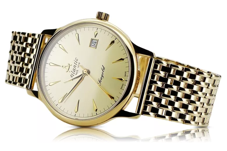 Gold men's watch Geneve ★ zlotychlopak.pl ★ Gold purity 585 333 Low Price!