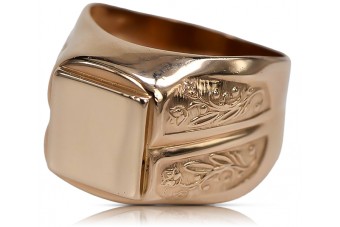 Russian rose Soviet gold jewelry man's ring signet
