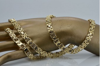 Włoski żółty 14k złoty Etruska Bizantyjski łańcuch cc056y