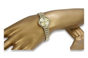 14K жълто злато и черно Злато Женски Часовник Geneve Lady Gift lw102y