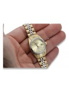 Złoty zegarek damski Geneve w stylu 14k 585 lw020ydy&lbw010y