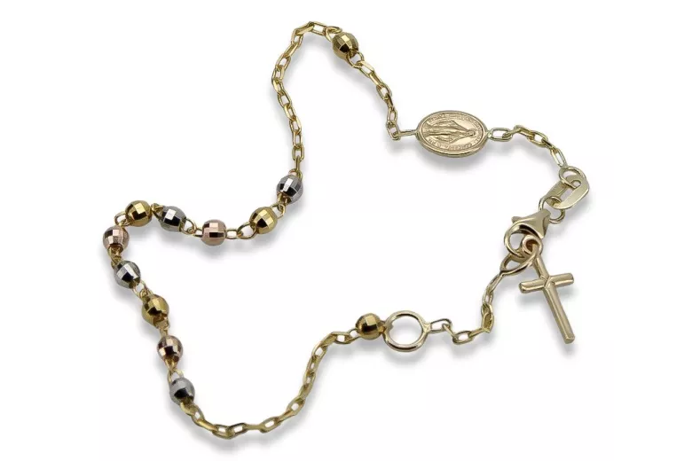 Yellow rose gold rosary bracelet★ russiangold.com ★ Gold 585 333 Low price