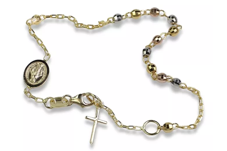 Yellow rose gold rosary bracelet★ russiangold.com ★ Gold 585 333 Low price