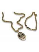 Medalion Matki Bożej z łańcuchem Spiga z 14-karatowego złota pm006y&cc036y
