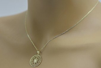 Italienisches 14k Gold Sonnenanhänger mit Kette cpn040y&cc001yw